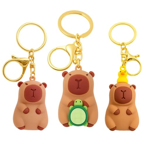 DvBCNMe 3 Stück Capybara SchlüSselanhäNger, Lustige Sachen, Capybara-Tierfigur, Lustiger SchlüSselanhäNger FüR Rucksack, TaschenanhäNger von DvBCNMe