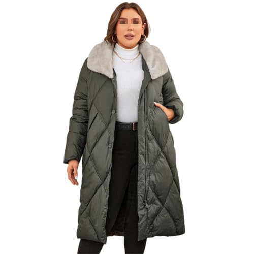 Dvbfufv Frauen Winter Jacken Plus Größe Lange Warme Parkas Elegent Mit Kapuze Klassische Daunenmäntel Frauen Kleidung, D159 Gray9 Curry, 50 von Dvbfufv