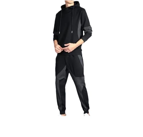 Dvbfufv Herren Sportswear Anzug Frühling Mode Sweatshirt Trendy Hose Zweiteiler Set, Schwarz , S von Dvbfufv