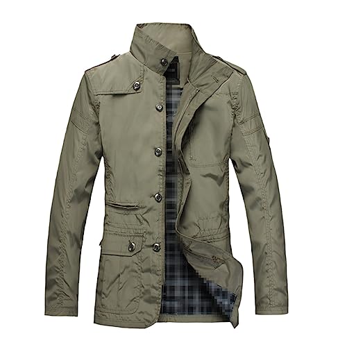 Dvbfufv Männliche Freizeitmäntel Herbst Herren Winddichte Jacke Frühlingsmantel Windjacke Khaki L von Dvbfufv
