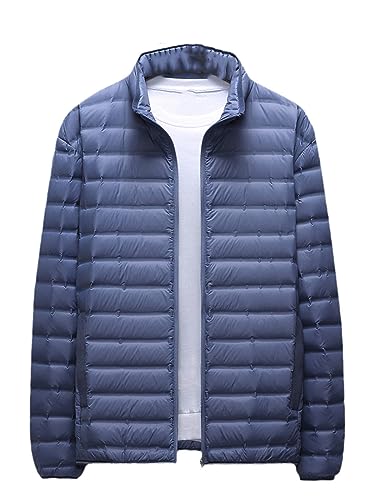Winter Ultraleichte Daunenjacke Herren Stehkragen Entendaunenmantel Solide Warme Windjacke von Dvbfufv