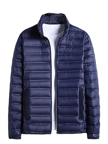 Winter Ultraleichte Daunenjacke Herren Stehkragen Entendaunenmantel Solide Warme Windjacke von Dvbfufv