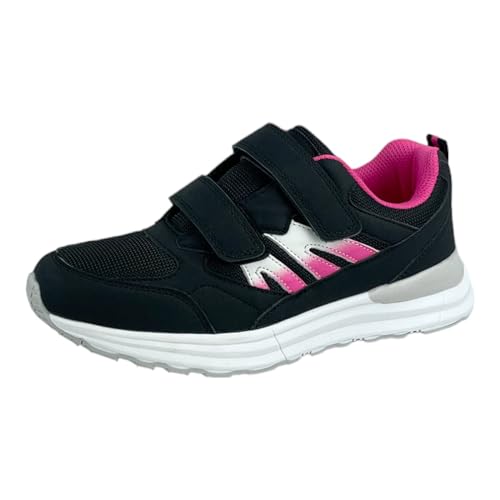 Bequeme Herren Damen Sportschuhe Turnschuhe Laufschuhe mit Klettverschluss 8518 - Perfekte Freizeit Schuhe für aktive Menschen Schwarz Fuxia EUR 36 von Dvina