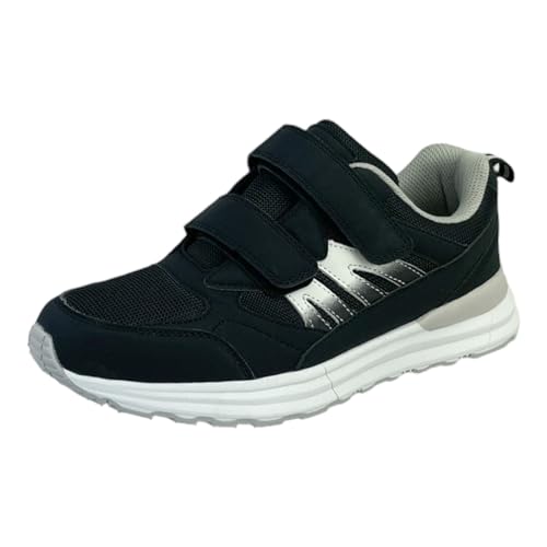 Bequeme Herren Damen Sportschuhe Turnschuhe Laufschuhe mit Klettverschluss 8518 - Perfekte Freizeit Schuhe für aktive Menschen Schwarz Weiß EUR 45 von Dvina