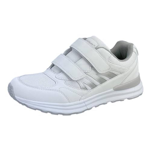 Bequeme Herren Damen Sportschuhe Turnschuhe Laufschuhe mit Klettverschluss 8518 - Perfekte Freizeit Schuhe für aktive Menschen Weiß EUR 37 von Dvina