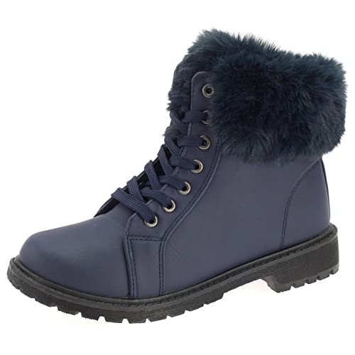 Damen Boots Stiefeletten Stiefel Schnür-Booty Winterstiefel Warm Gefütterte Frauen Schuhe Kunstpelz Winterboots 3115 von Dvina