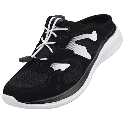 Damen Herren Sabots Sneaker Sandalette Pantoletten Slipper Freizeitschuhe 8058 Schwarz Weiß 42 von Dvina