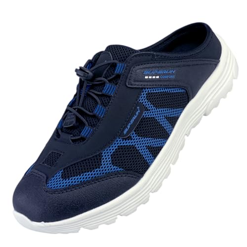 Damen Herren Sabots Sneaker Sandalette Pantoletten Slipper Freizeitschuhe 8659 Schwarz-Blau 41 von Dvina