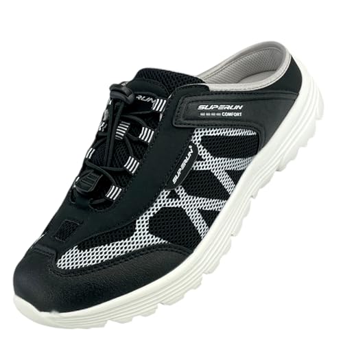 Damen Herren Sabots Sneaker Sandalette Pantoletten Slipper Freizeitschuhe 8659 Schwarz-Weiß 42 von Dvina