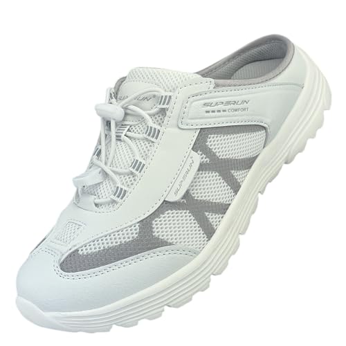 Damen Herren Sabots Sneaker Sandalette Pantoletten Slipper Freizeitschuhe 8659 Weiß 38 von Dvina