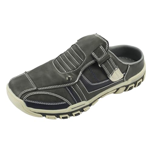 Dvina Herren Clogs Pantoletten Slipper Sabots Schlappen Gartenschuhe Hausschuhe ST8-2301 Grau EU 45 von Dvina