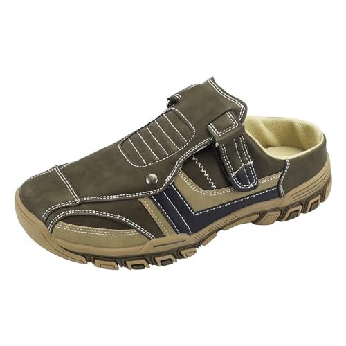 Dvina Herren Clogs Pantoletten Slipper Sabots Schlappen Gartenschuhe Hausschuhe ST8-2301 Khaki EU 42 von Dvina