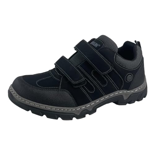 Dvina Herren Halbschuhe Trekkingschuhe Outdoor Klettverschluss Schuhe Profilsohle 3020SU - Robuste Outdoor-Schuhe für aktive Männer Schwarz EUR 43 von Dvina