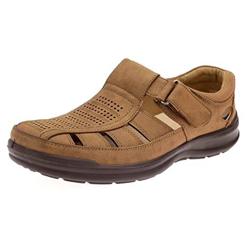 Dvina Herrenschuhe Slipper Sandalen Männer Schuhe Geschlossen Klettverschluss 1319 Camel 44 von Dvina