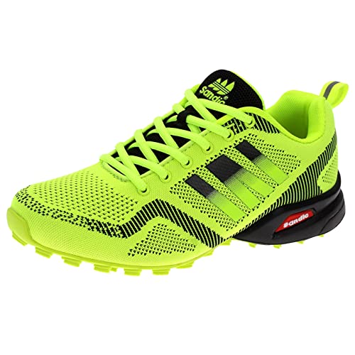 Dvina Hochwertige Sneaker Sportschuhe in Neon-Farbe - Perfekt für Lauf- und Trekking-Abenteuer sowie Freizeitaktivitäten - Bequeme Schnürschuhe mit Runners-Design Halt SD2053 Grün Schwarz EU 38 von Dvina