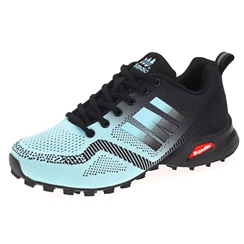 Dvina Hochwertige Sneaker Sportschuhe in Neon-Farbe - Perfekt für Lauf- und Trekking-Abenteuer sowie Freizeitaktivitäten - Bequeme Schnürschuhe mit Runners-Design Halt SD2053 Hellblau Schwarz EU 41 von Dvina