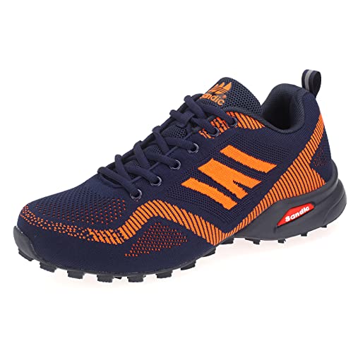 Dvina Hochwertige Sneaker Sportschuhe in Neon-Farbe - Perfekt für Lauf- und Trekking-Abenteuer sowie Freizeitaktivitäten - Bequeme Schnürschuhe mit Runners-Design Halt SD2053 Navy Orange EU 44 von Dvina