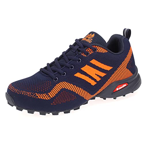 Dvina Hochwertige Sneaker Sportschuhe in Neon-Farbe - Perfekt für Lauf- und Trekking-Abenteuer sowie Freizeitaktivitäten - Bequeme Schnürschuhe mit Runners-Design Halt SD2053 Navy Orange EU 46 von Dvina