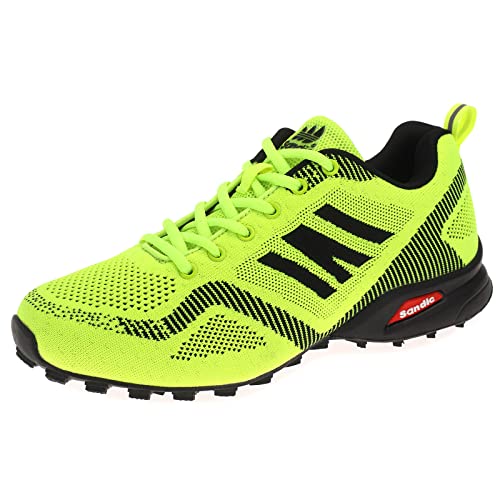 Dvina Hochwertige Sneaker Sportschuhe in Neon-Farbe - Perfekt für Lauf- und Trekking-Abenteuer sowie Freizeitaktivitäten - Bequeme Schnürschuhe mit Runners-Design Halt SD2053 Neon Grün Schwarz EU 43 von Dvina