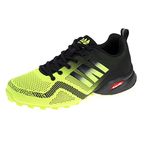 Dvina Hochwertige Sneaker Sportschuhe in Neon-Farbe - Perfekt für Lauf- und Trekking-Abenteuer sowie Freizeitaktivitäten - Bequeme Schnürschuhe mit Runners-Design Halt SD2053 Neon Grün Schwarz EU 44 von Dvina