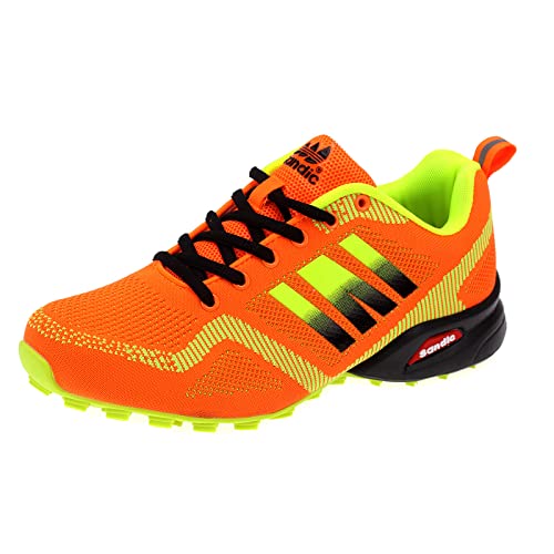 Dvina Hochwertige Sneaker Sportschuhe in Neon-Farbe - Perfekt für Lauf- und Trekking-Abenteuer sowie Freizeitaktivitäten - Bequeme Schnürschuhe mit Runners-Design Halt SD2053 Orange Grün EU 42 von Dvina