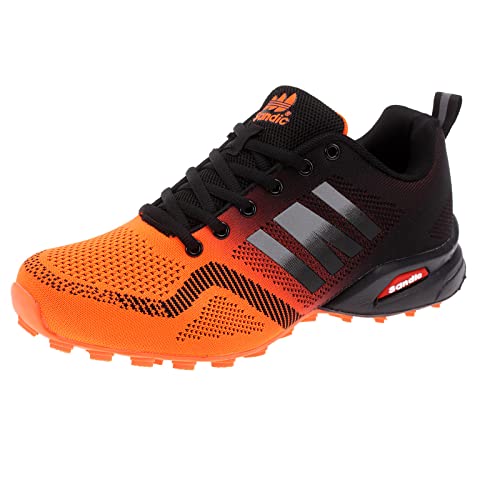 Dvina Hochwertige Sneaker Sportschuhe in Neon-Farbe - Perfekt für Lauf- und Trekking-Abenteuer sowie Freizeitaktivitäten - Bequeme Schnürschuhe mit Runners-Design Halt SD2053 Orange Schwarz EU 46 von Dvina