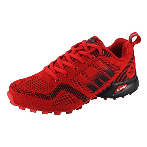 Dvina Hochwertige Sneaker Sportschuhe in Neon-Farbe - Perfekt für Lauf- und Trekking-Abenteuer sowie Freizeitaktivitäten - Bequeme Schnürschuhe mit Runners-Design Halt SD2053 Rot EU 42 von Dvina