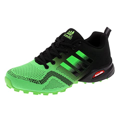 Dvina Hochwertige Sneaker Sportschuhe in Neon-Farbe - Perfekt für Lauf- und Trekking-Abenteuer sowie Freizeitaktivitäten - Bequeme Schnürschuhe mit Runners-Design Halt SD2053 Schwarz Ap.Grün EU 36 von Dvina