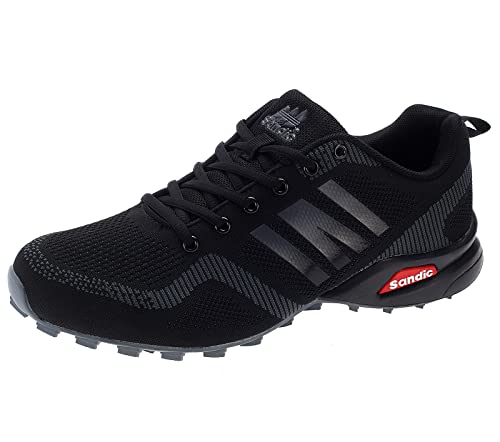 Dvina Hochwertige Sneaker Sportschuhe in Neon-Farbe - Perfekt für Lauf- und Trekking-Abenteuer sowie Freizeitaktivitäten - Bequeme Schnürschuhe mit Runners-Design Halt SD2053 Schwarz-D.Grau EU 41 von Dvina