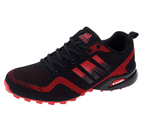 Dvina Hochwertige Sneaker Sportschuhe in Neon-Farbe - Perfekt für Lauf- und Trekking-Abenteuer sowie Freizeitaktivitäten - Bequeme Schnürschuhe mit Runners-Design Halt SD2053 Schwarz Rot EU 39 von Dvina