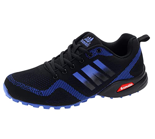 Dvina Hochwertige Sneaker Sportschuhe in Neon-Farbe - Perfekt für Lauf- und Trekking-Abenteuer sowie Freizeitaktivitäten - Bequeme Schnürschuhe mit Runners-Design Halt SD2053 Schwarz-Royal EU 41 von Dvina