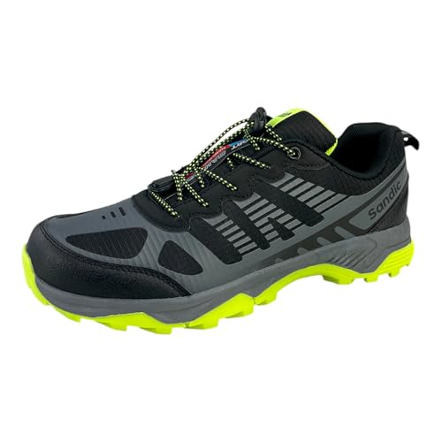 Dvina Sneaker Trekkingschuhe Outdoor Schuhe Freizeit Schnürer Wanderschuhe SD6337 2.Schwarz/Grau/Neon Grün 43 von Dvina