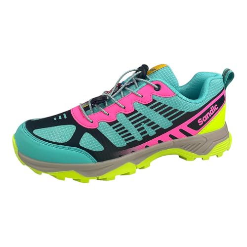 Dvina Sneaker Trekkingschuhe Outdoor Schuhe Freizeit Schnürer Wanderschuhe SD6337 7.Türkis/Pink/Neon Grün 38 von Dvina