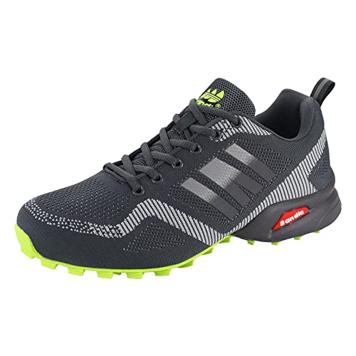 Dvina Hochwertige Sneaker Sportschuhe in Neon-Farbe - Perfekt für Lauf- und Trekking-Abenteuer sowie Freizeitaktivitäten - Bequeme Schnürschuhe mit Runners-Design Halt SD2053 D.Grau-Grau-Grün EU 43 von Dvina