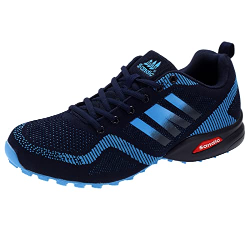 Dvina Hochwertige Sneaker Sportschuhe in Neon-Farbe - Perfekt für Lauf- und Trekking-Abenteuer sowie Freizeitaktivitäten - Bequeme Schnürschuhe mit Runners-Design Halt SD2053 Navy-Blau EU 45 von Dvina