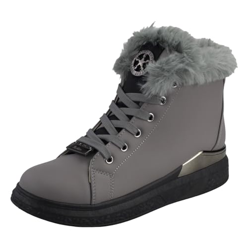 Dvina TREND Damen Winter Sneakers High - Warm gefütterte Freizeitschuhe und Stiefeletten für kalte Tage - Modische Boots für Frauen - 3007 Dunkelgrau *7 EU 39 von Dvina