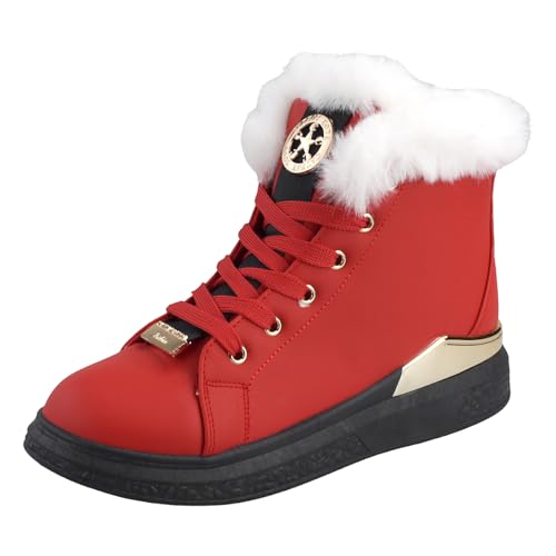 Dvina TREND Damen Winter Sneakers High - Warm gefütterte Freizeitschuhe und Stiefeletten für kalte Tage - Modische Boots für Frauen - 3007 Rot *4 EU 36 von Dvina