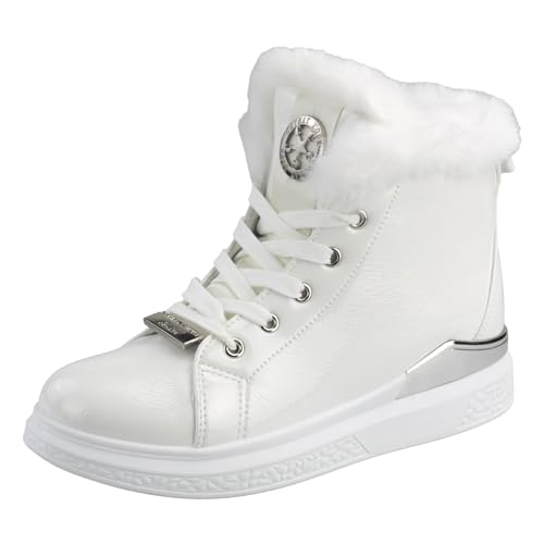 Dvina TREND Damen Winter Sneakers High - Warm gefütterte Freizeitschuhe und Stiefeletten für kalte Tage - Modische Boots für Frauen - 3007 Weiß *6 EU 40 von Dvina