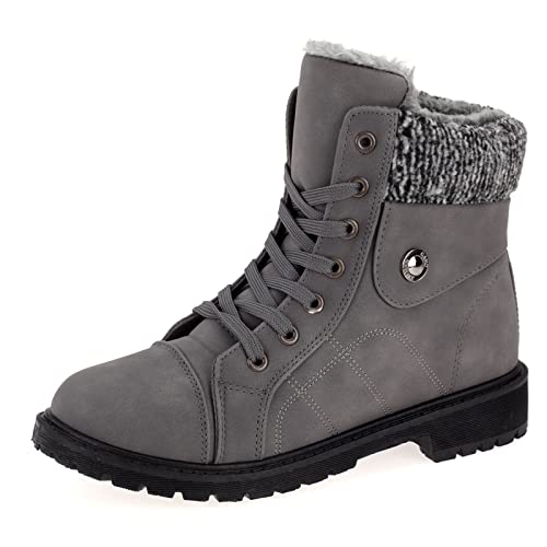 Dvina TREND Winterstiefel für Damen - Warm gefütterte Stiefeletten mit rutschfester Profilsohle, Schnürung und Reißverschluss Boots 3008 von Dvina