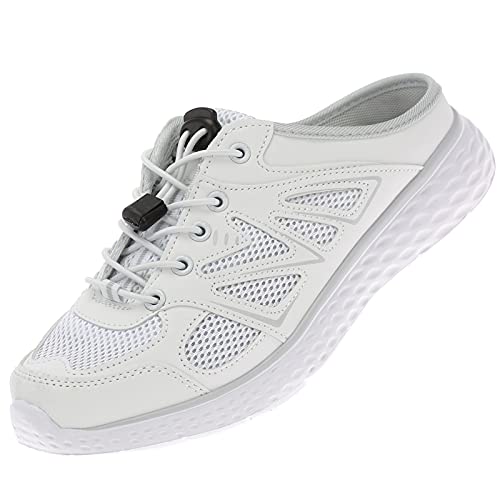 Herren Damen Sabots Clogs Sneaker Pantoletten Schlappen Freizeit Schuhe Slipper RS8206 2. Weiß Hellgrau 46 von Dvina