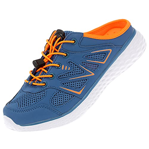 Herren Damen Sabots Clogs Sneaker Pantoletten Schlappen Freizeit Schuhe Slipper RS8206 5. Navy Orange 44 von Dvina