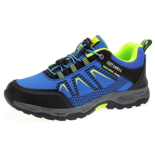 Herren Damen Sneaker Trekkingschuhe - Perfekt für Outdoor-Aktivitäten und Freizeit: Robuste Wanderschuhe mit Schnürung 2213 Blau Schwarz Grün EU 44 von Dvina