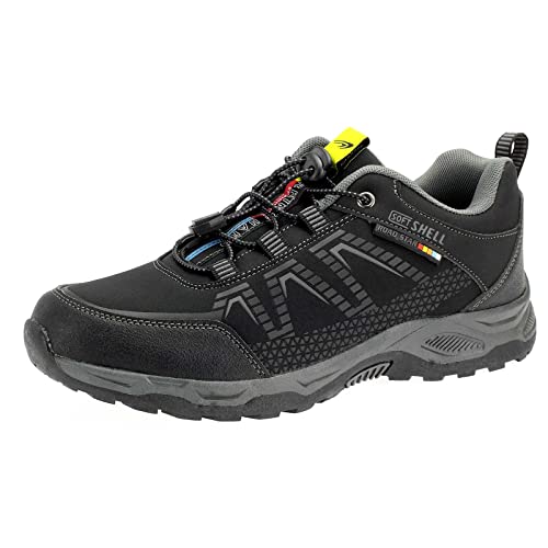 Herren Damen Sneaker Trekkingschuhe - Perfekt für Outdoor-Aktivitäten und Freizeit: Robuste Wanderschuhe mit Schnürung 2213 Schwarz Grau EU 38 von Dvina