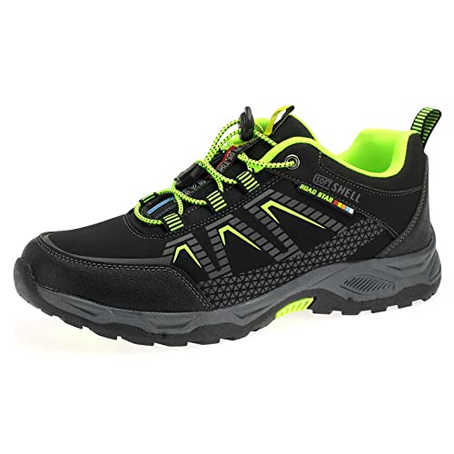 Herren Damen Sneaker Trekkingschuhe - Perfekt für Outdoor-Aktivitäten und Freizeit: Robuste Wanderschuhe mit Schnürung 2213 Schwarz Grün EU 45 von Dvina