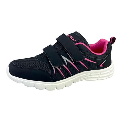 Herren Damen Sportschuhe Turnschuhe Laufschuhe Freizeit Schuhe Klettverschluss 8652 Schwarz/Pink 38 von Dvina