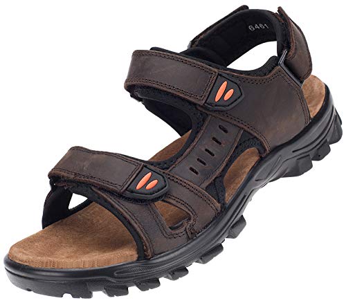 Dvina Herren Sandale Leder Outdoorsandalen Trekkingsandalen Sommer Freizeitschuhe 6461 Dunkelbraun EU 42 von Dvina