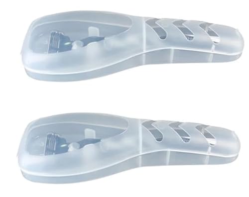 Dwang 2 x tragbare Rasierer-Schutzbox für Herren, Kunststoff, Aufbewahrung, Rasierer, Schutz, Organizer, Rasierer, Zubehör, transparent, 2 Stück von Dwang