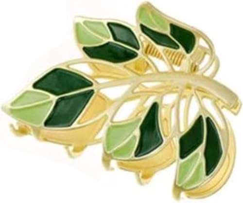 Haarklammer aus Metall, Blumen-Blatt-Design, große Klaue, rutschfeste Haarspangen, rutschfest, nicht gebrochen, starker Halt, modisches Accessoire für Damen und Mädchen, mit langem, dickem, dünnem von Dwang
