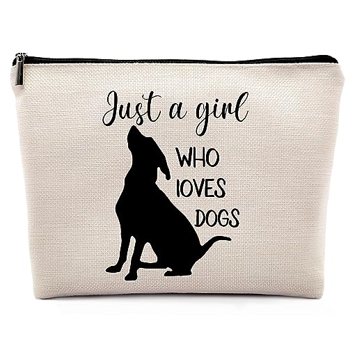 Dwept Kosmetiktasche mit Aufschrift Just a Girl Who Loves Dogs, Tierliebhaber, Haustier-Make-up-Tasche, Reißverschluss, Kosmetiktasche, Reise-Make-Up-Organizer, Hundeliebhaber, Geschenke für Frauen, von Dwept