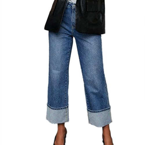 Baggy Jeans Damen Lang Leicht Sommer Stretch Jeans Cargohose Loose fit Reißverschluss mit Weitem Bein High Waist Jeanshose Freizeithose Casual Y2K Jeans Latzhose Jeans von Dwevkeful